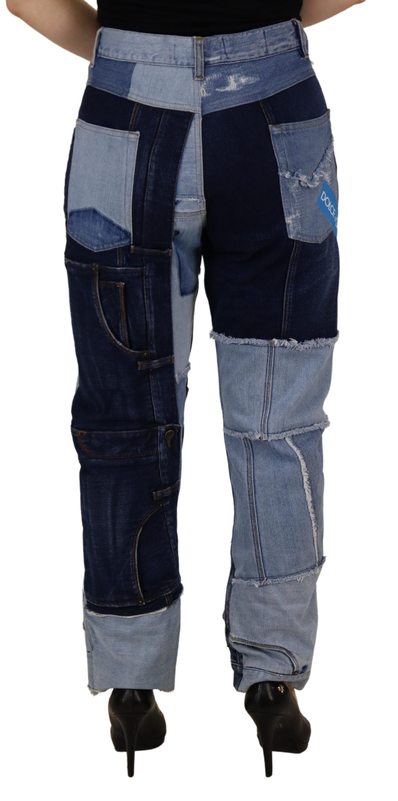 Multicolor Patchwork High Waist Denim Jeans