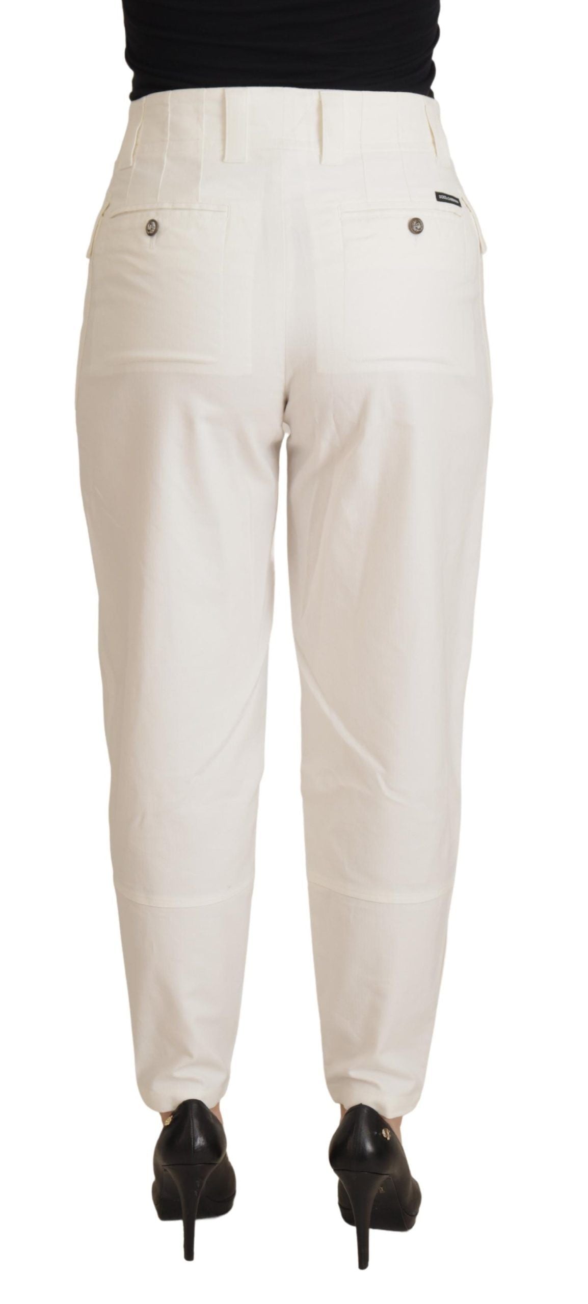 White High Waist Tapered Women Cotton Pants