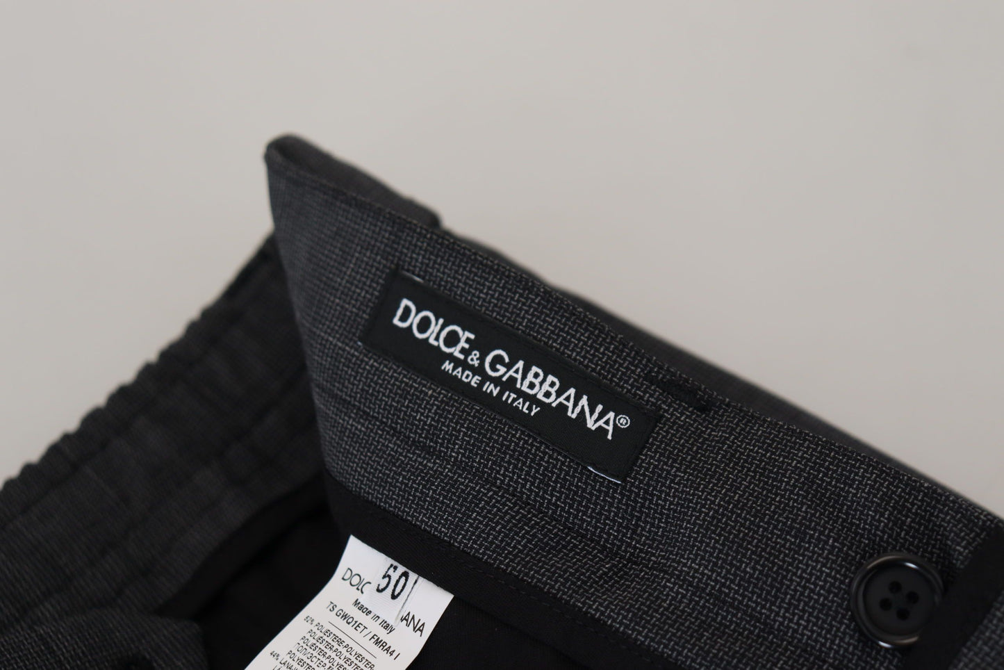 Gray Checked Cargo Trousers Stretch Pants