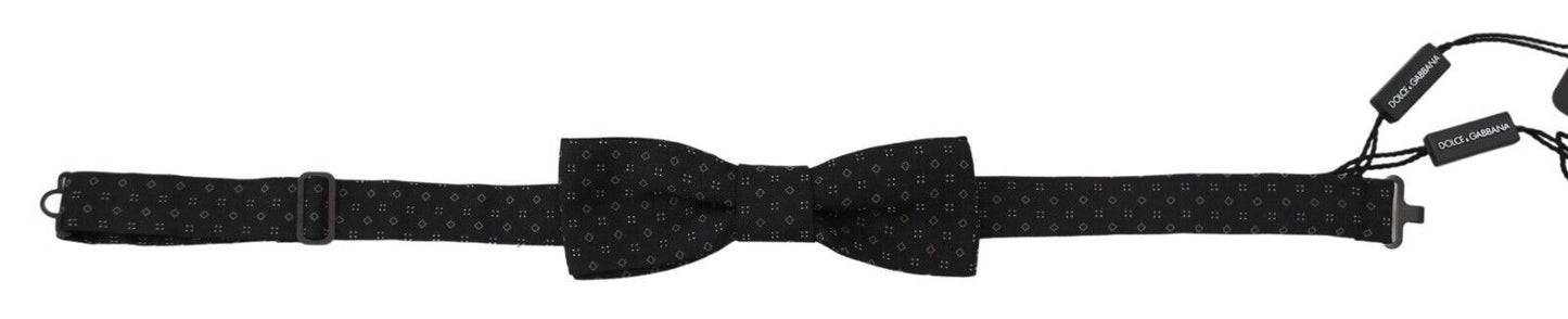 Black Pattern Silk Adjustable Neck Papillon Bow Tie