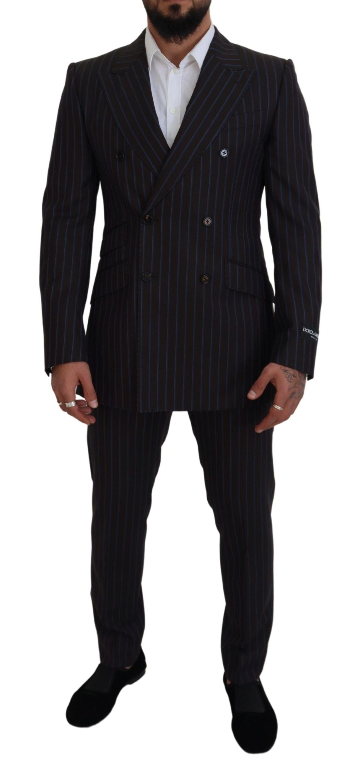 Black Striped Wool Formal 2 Piece Suit
