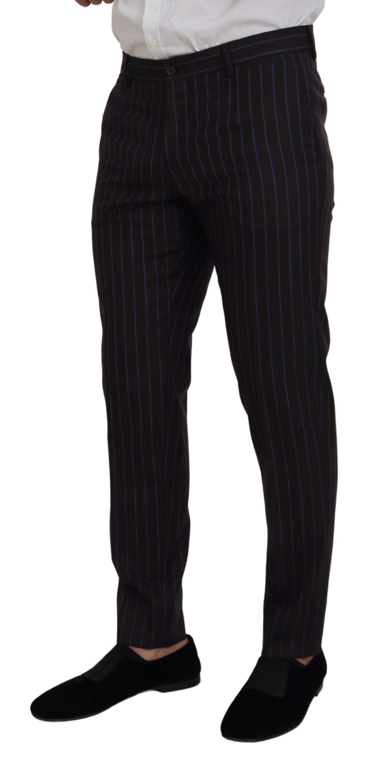Black Striped Wool Formal 2 Piece Suit