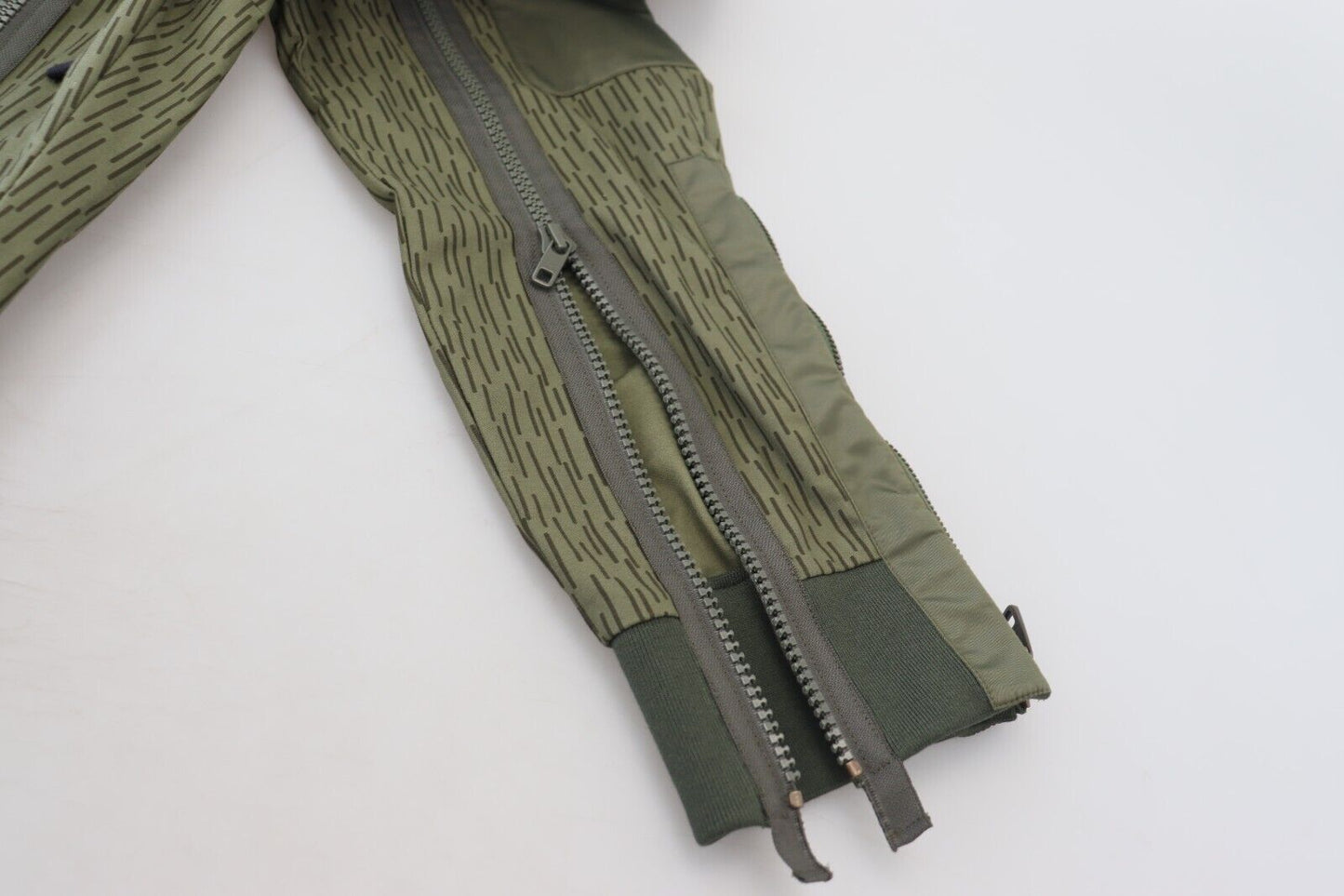 Green Striped Cargo Zipper Leg Men Trouser Pants