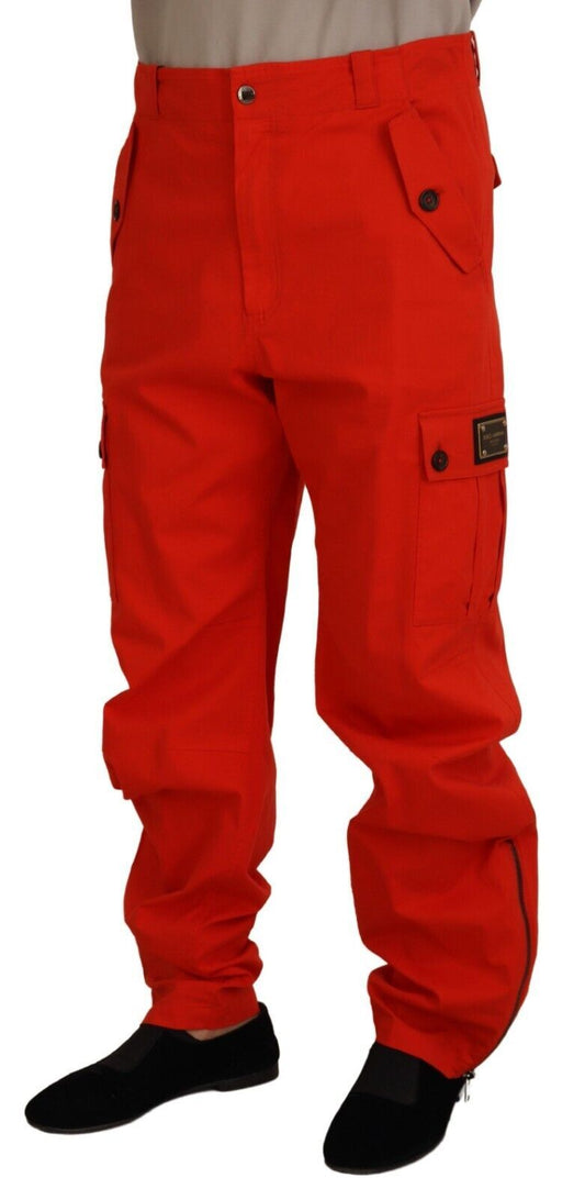 Red Cargo Men Trousers Cotton Pants