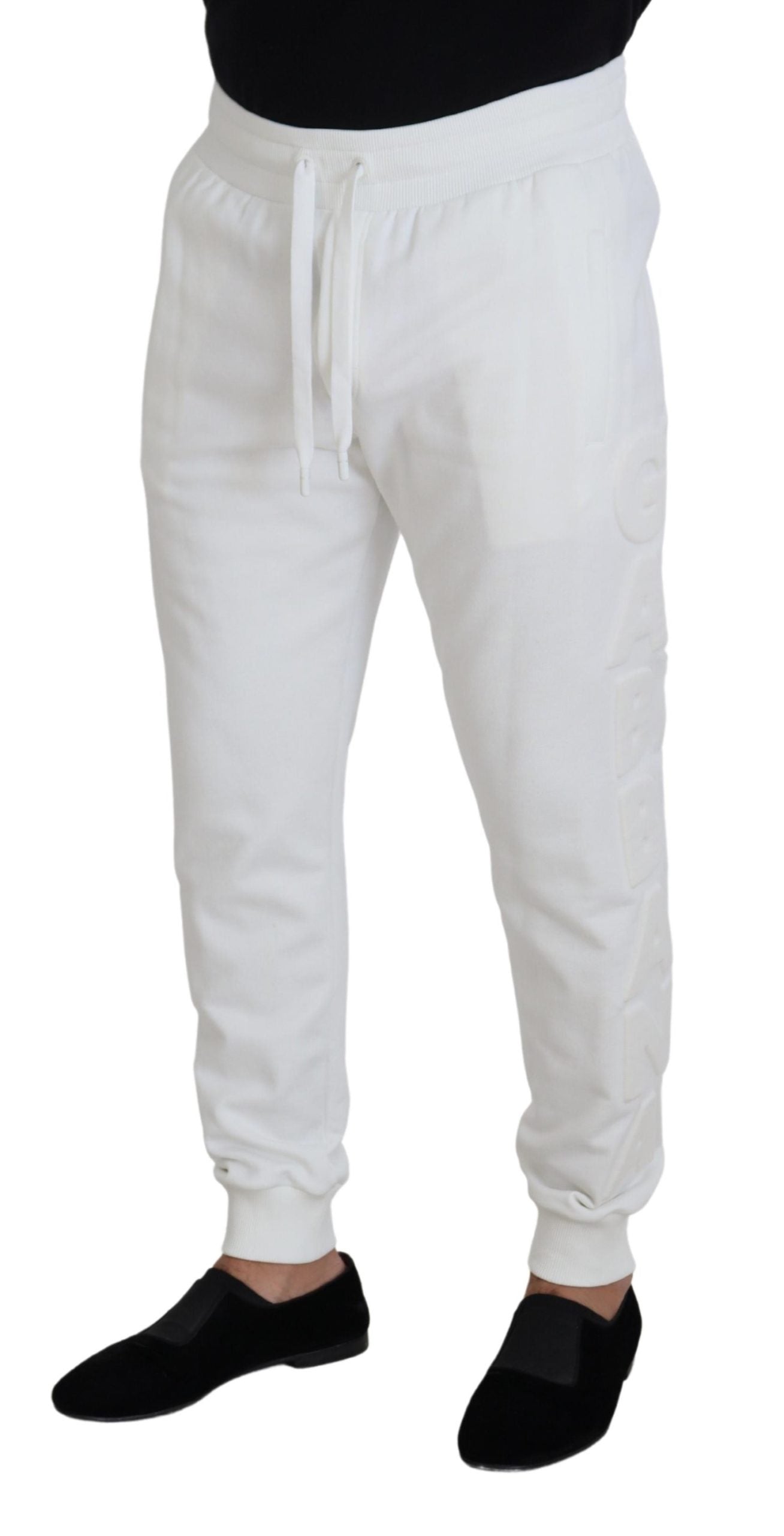White Sport Logo Cotton Sweatpants Trousers Pants