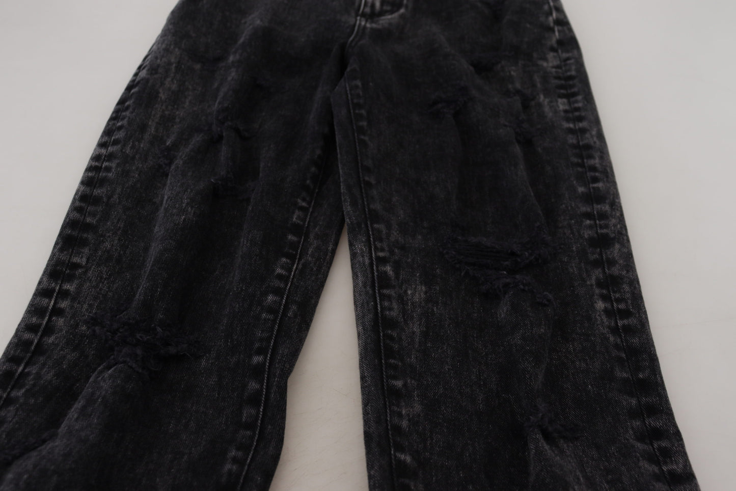 Black Washed Cotton High Waist Denim Jeans