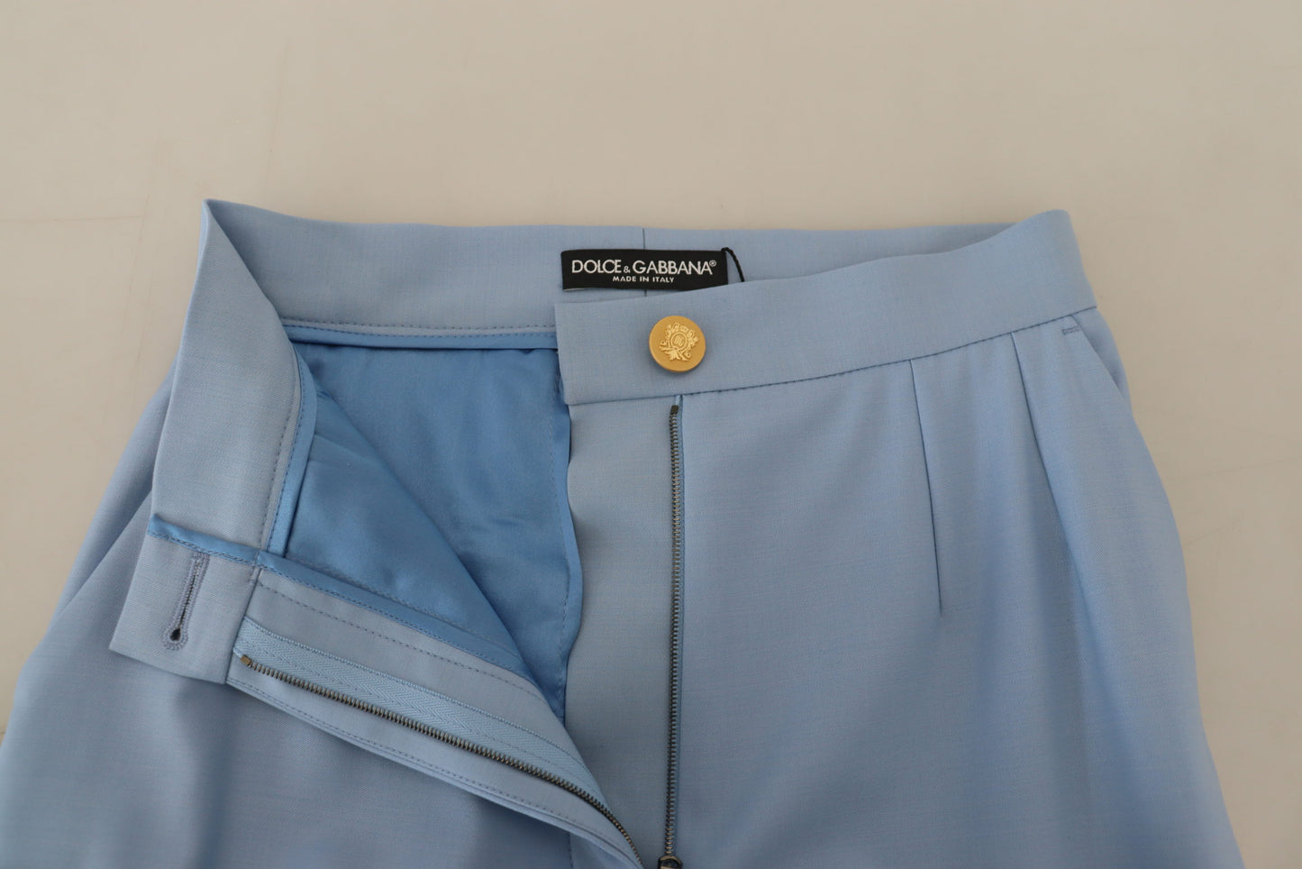 Light Blue Button Wide Leg Pants