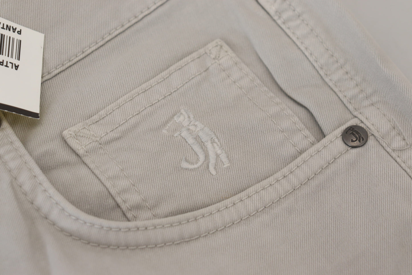 Gray Cotton Tapered Men Casual Pants