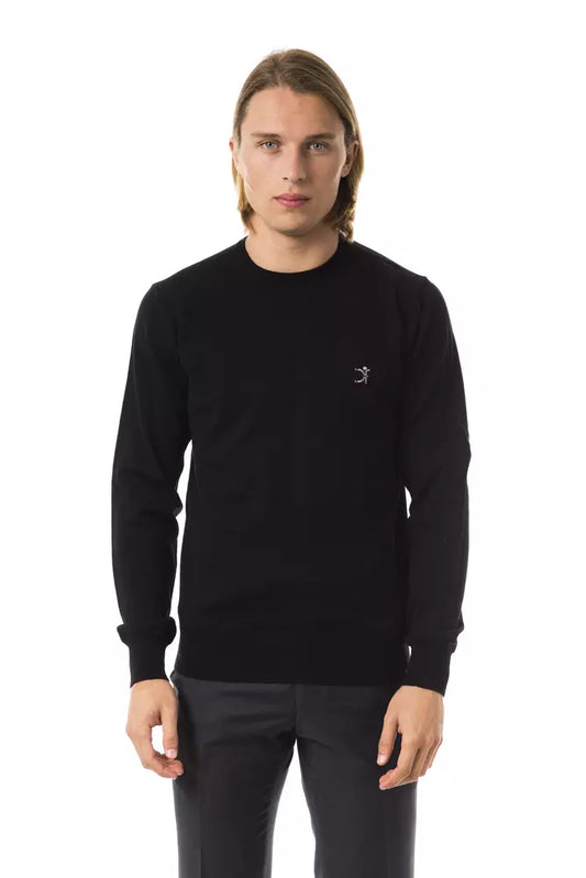 Black Merino Wool Men's Sweater