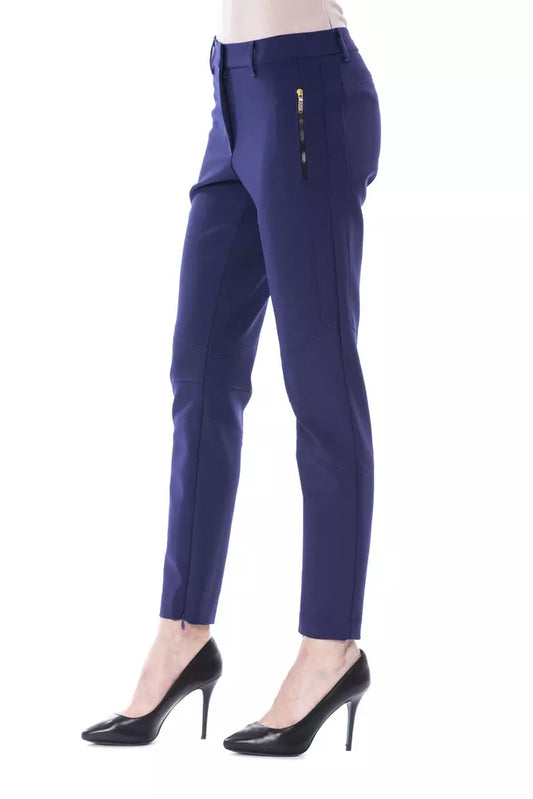 Blue Polyester Women's Slim Fit Pant