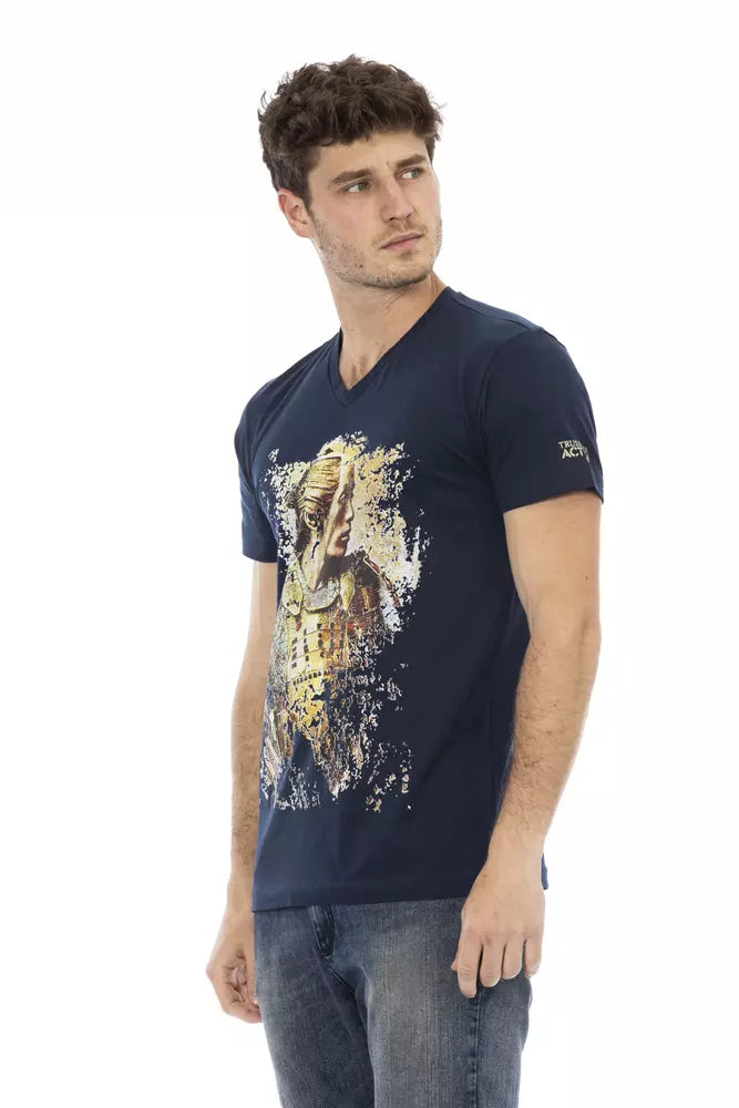 Blue Cotton Men T-Shirt