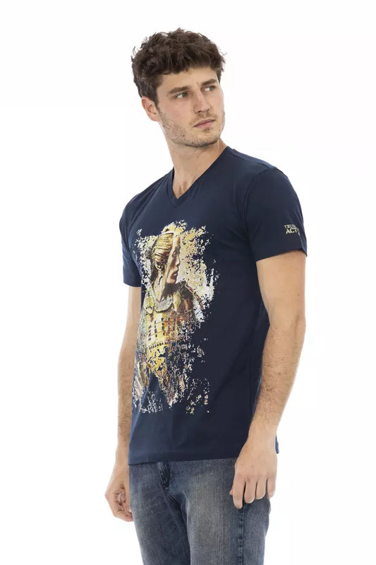 Blue Cotton Men T-Shirt