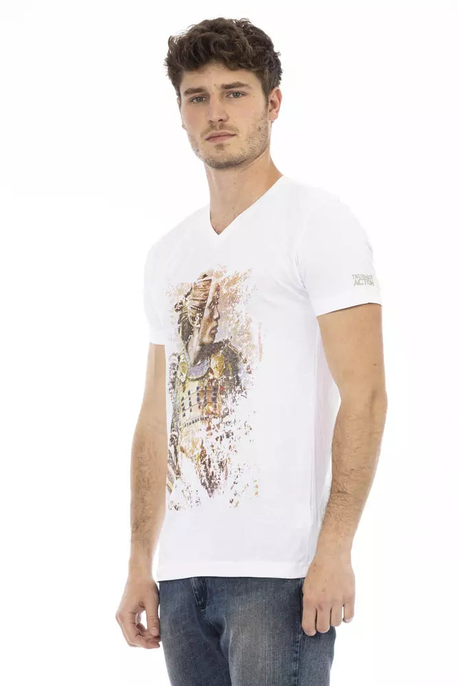 White Cotton Men's V-Neck T-Shirt