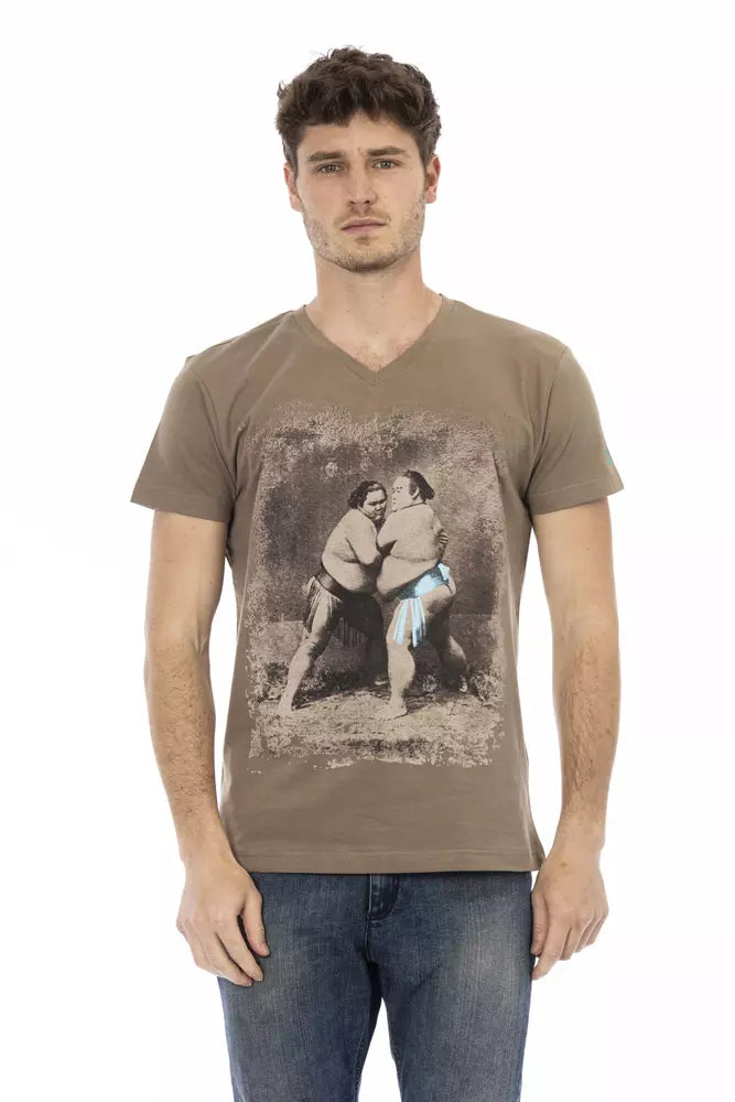 Brown Cotton Men's T-Shirt