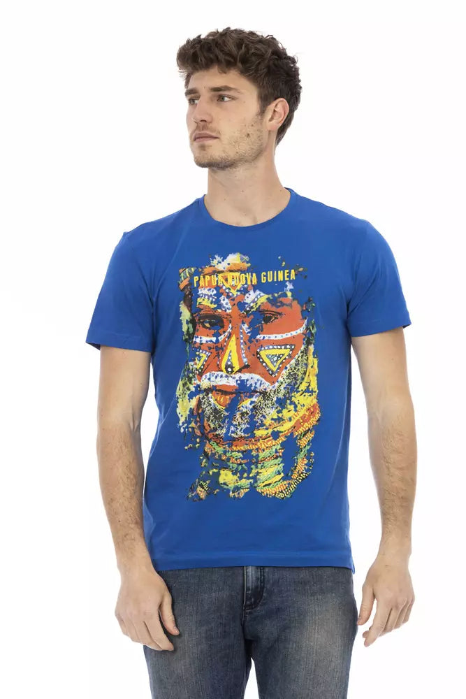 Blue Cotton Men's T-Shirt