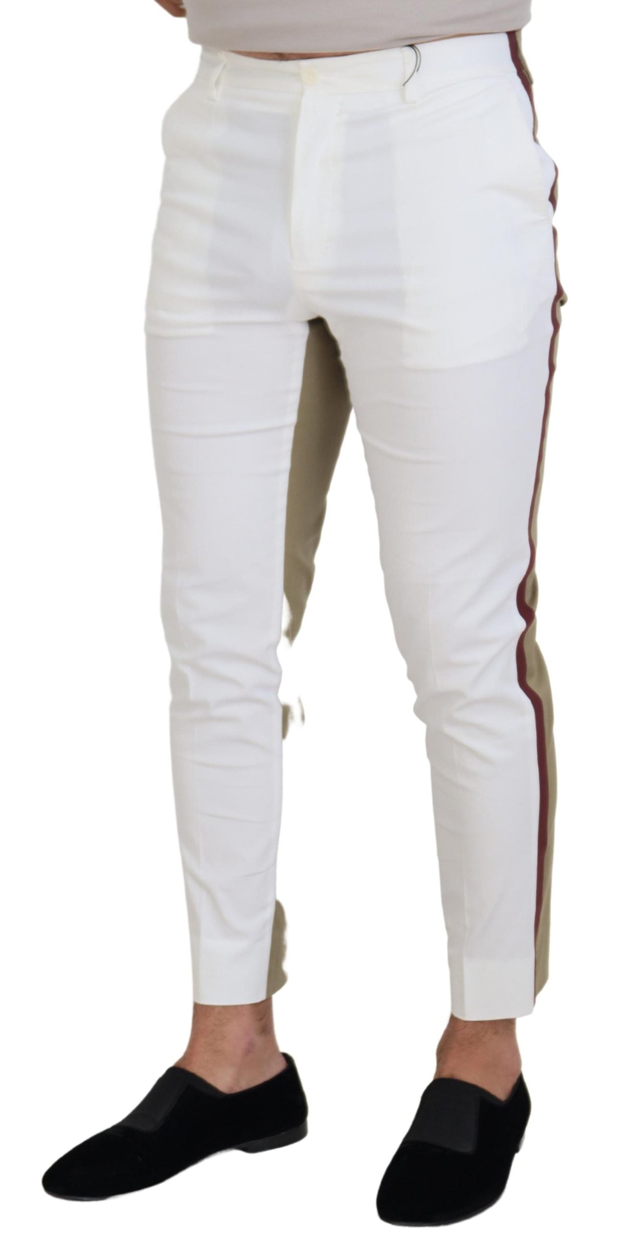 White Brown Slim Fit Chino Pants