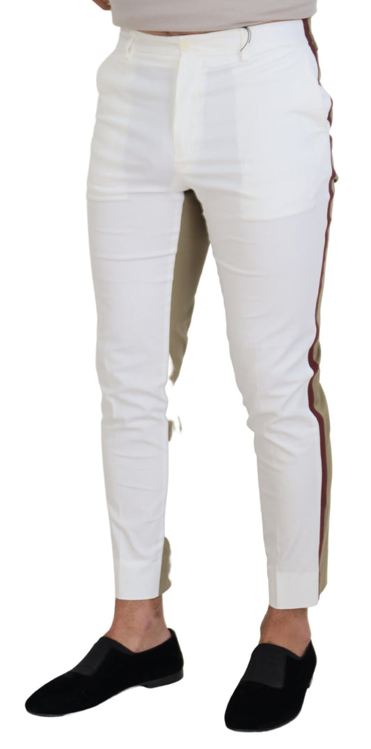 White Brown Slim Fit Chino Pants