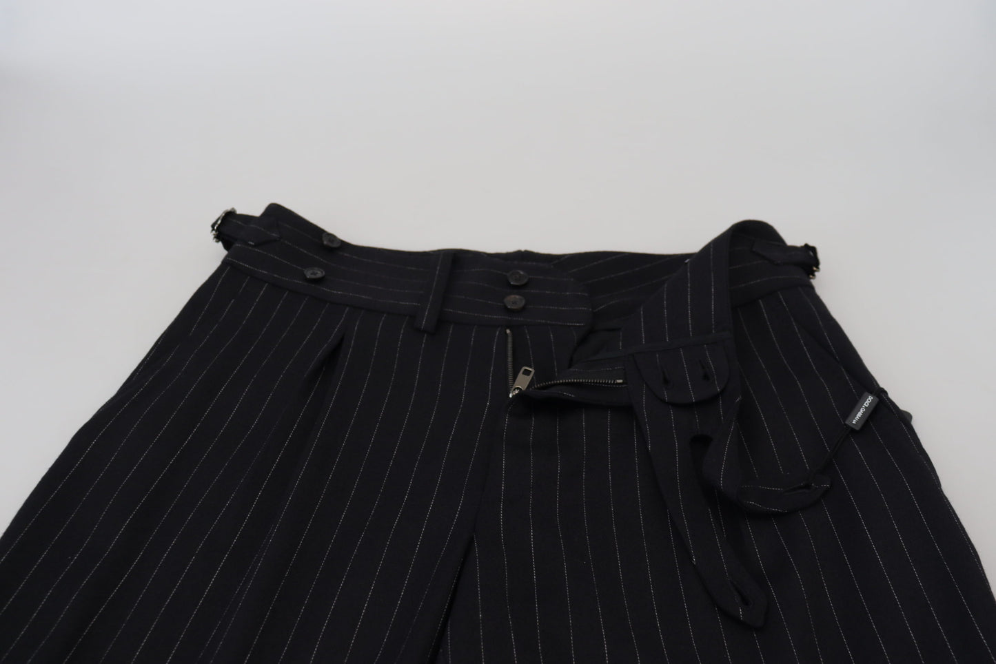 Black Wool Striped Chino Pants