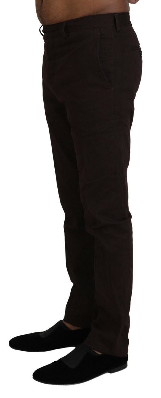 Brown Cotton Tapered Formal Men Pants