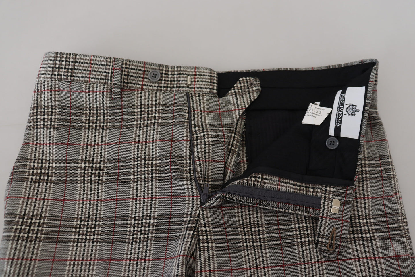 Gray Checkered Skinny Men Pants