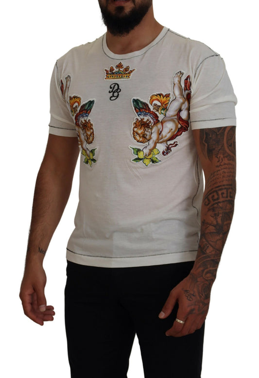 White Printed Short Sleeves Men T-shirt