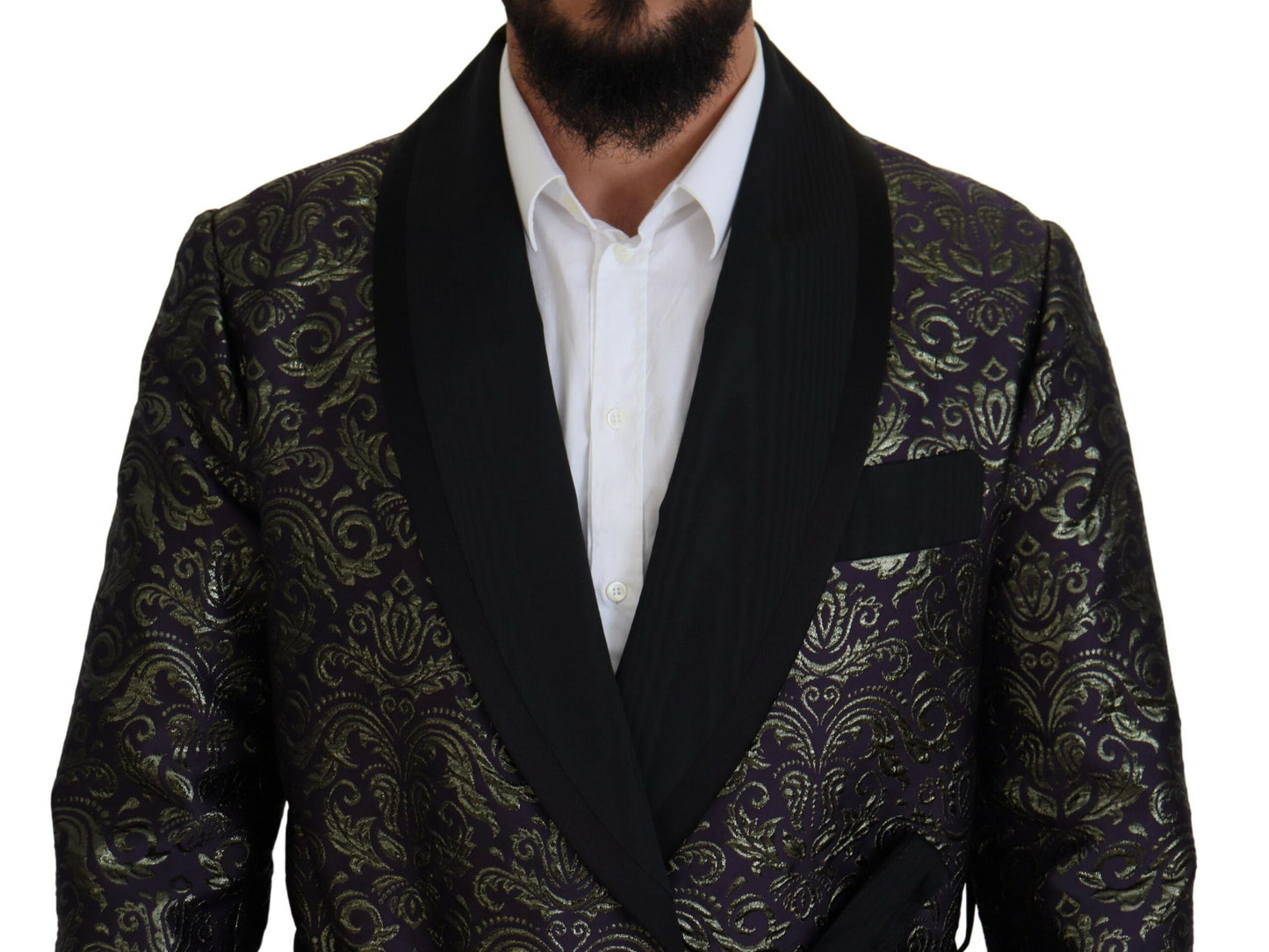 Gold Purple Baroque Jacket Blazer Robe