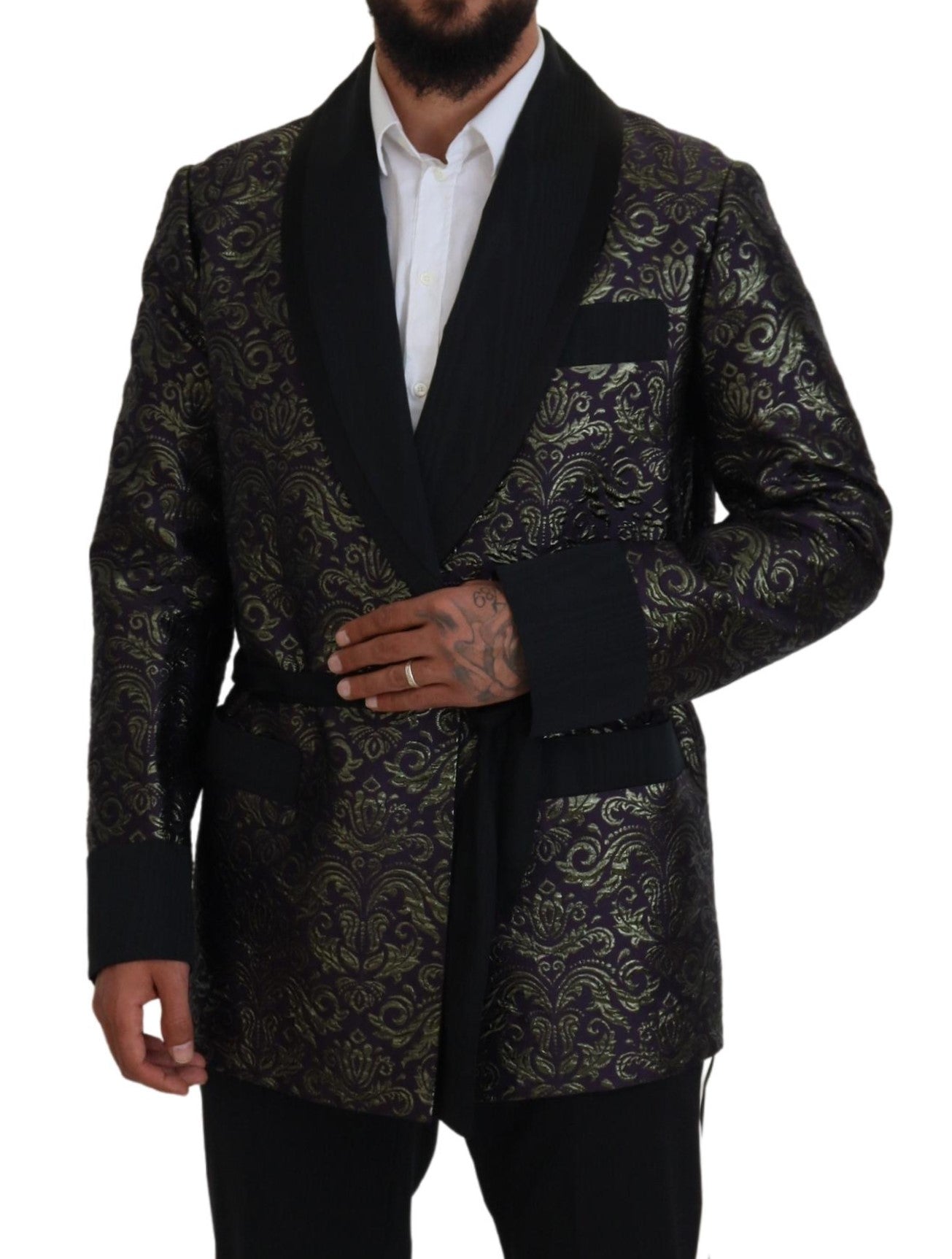 Gold Purple Baroque Jacket Blazer Robe