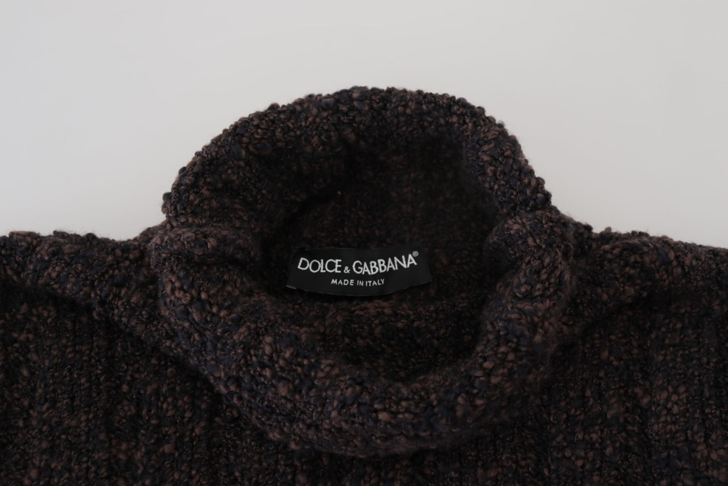 Brown Wool Knit Turtleneck Pullover Sweater
