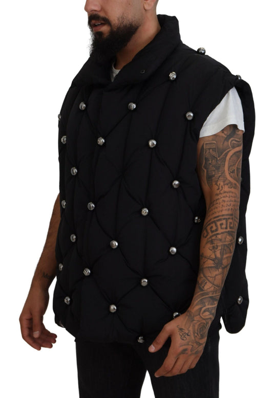 Black Sleeveless DG Metal Embellishment Jacket
