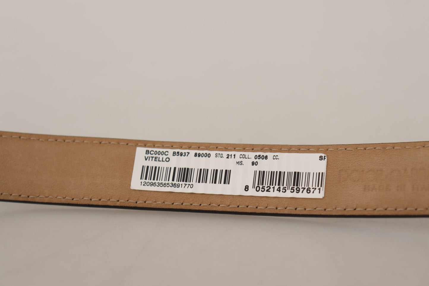 Black Calf Leather Logo Engraved Metal Buckle Belt