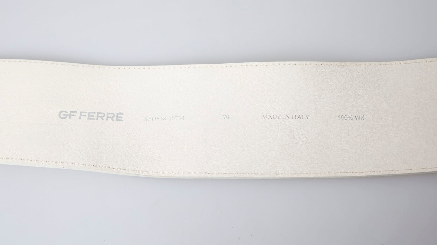Off White Waxed Cotton Wide Fashion Waistband Belt