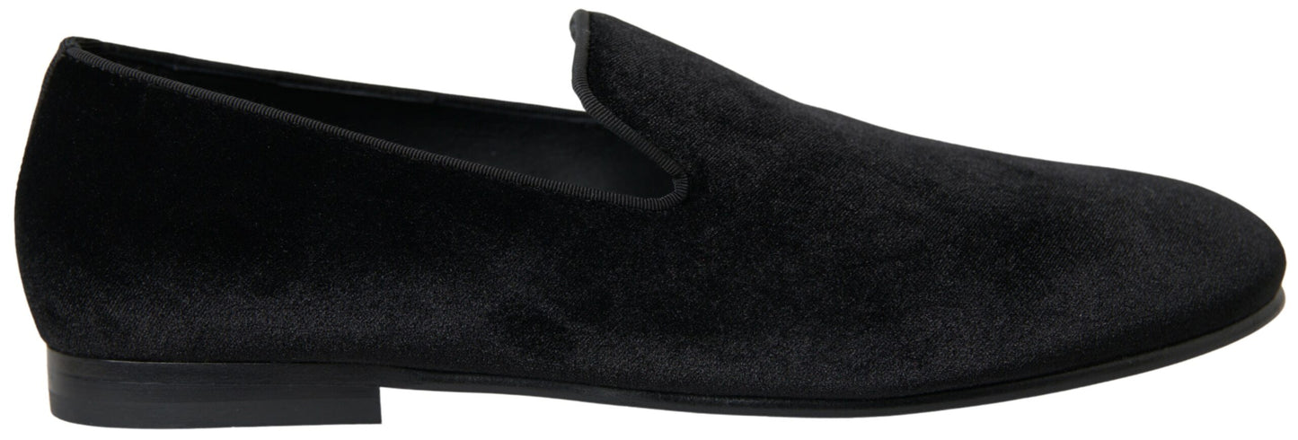 Black Velvet Loafers Formal Shoes
