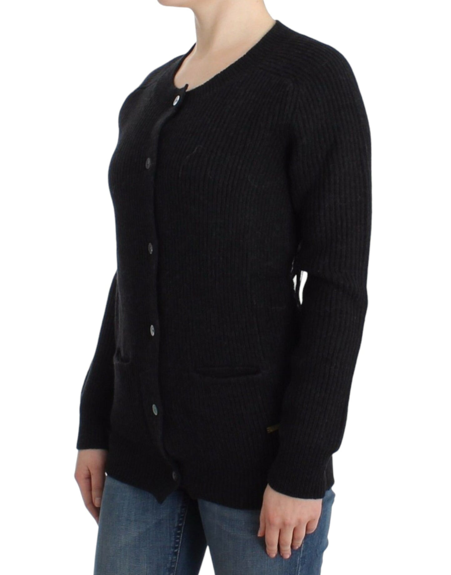 Black wool cardigan