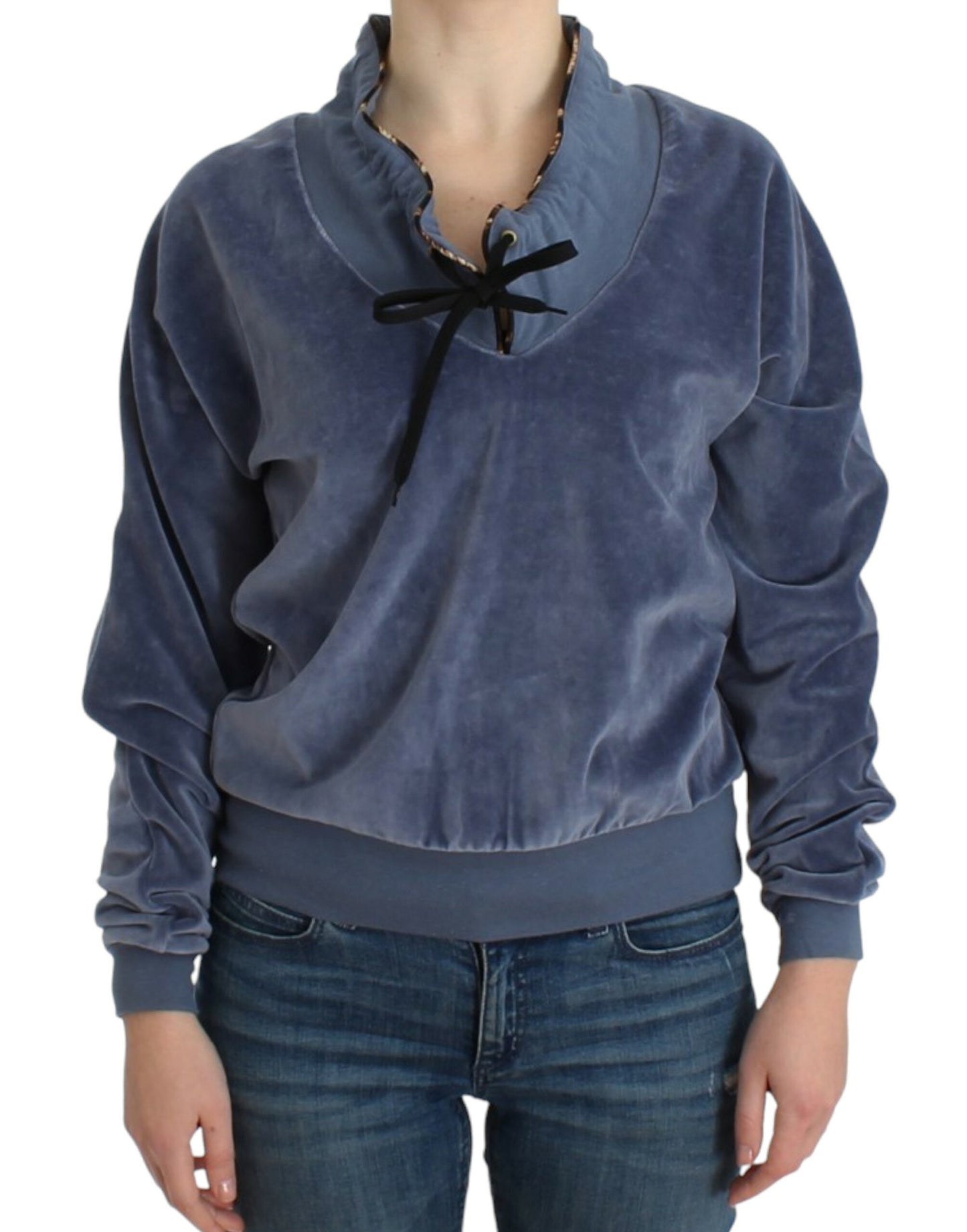 Blue velvet cotton sweater