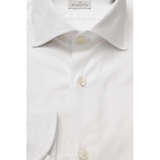 White Cotton Men's Shirt Slim Fit With French Collar