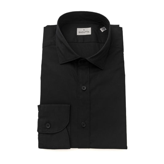 Black Cotton Men's Slim Shirt