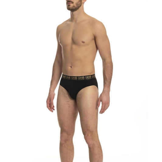 Black Cotton Men's Briefs Pair