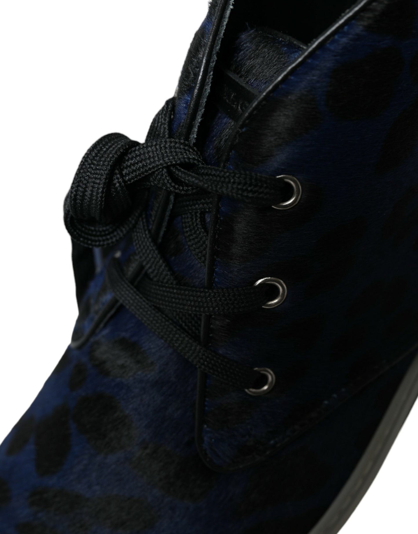 Blue Calfskin Leopard Mid Top Sneakers Shoes