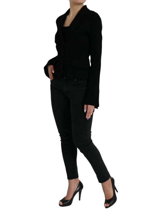 Black Viscose Single Breasted Blazer Jacket