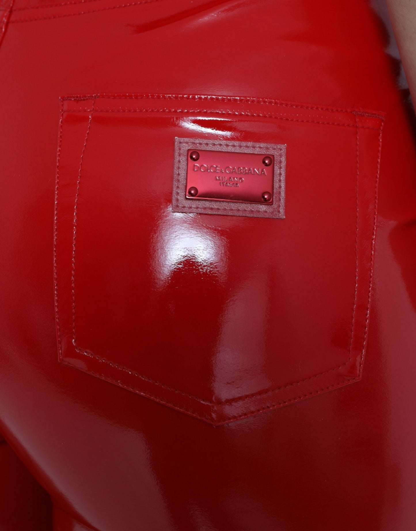 Shiny Red High Waist Skinny Pants