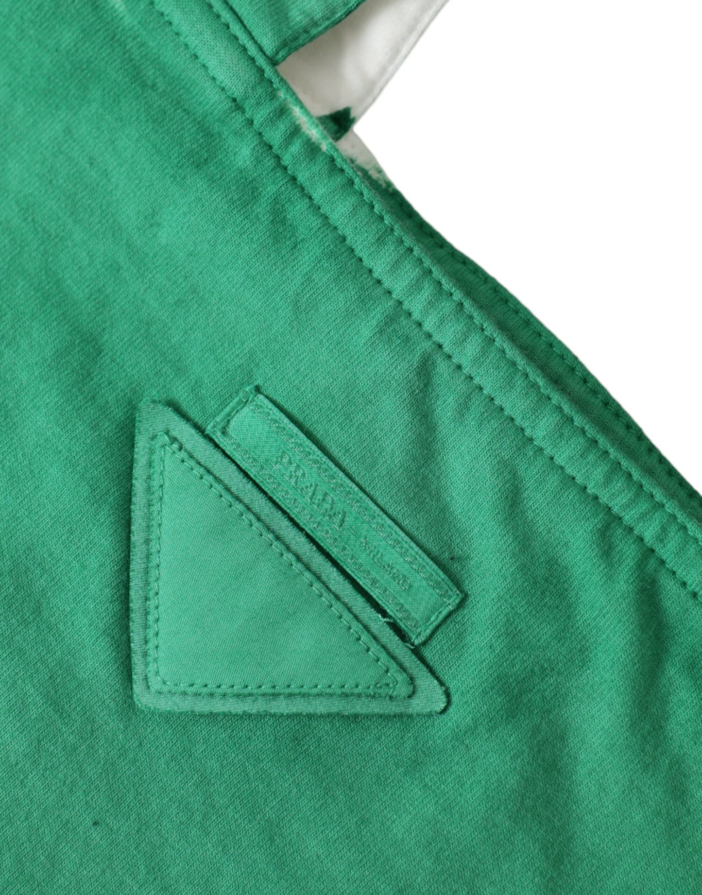 Green Jersey Fabric Logo Shoulder Shopping Tote Shopping Bag