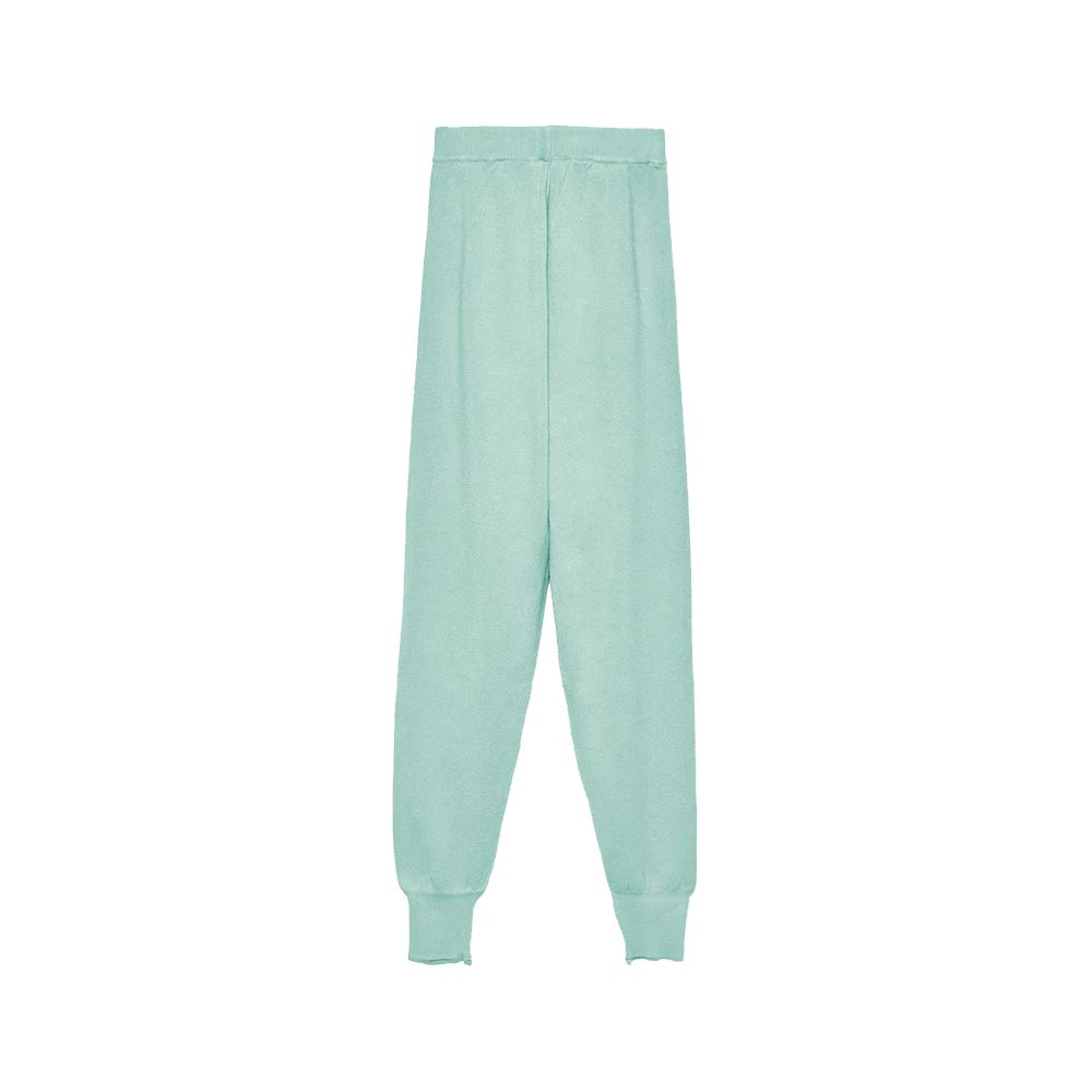 Green Wool Blend Women Pants