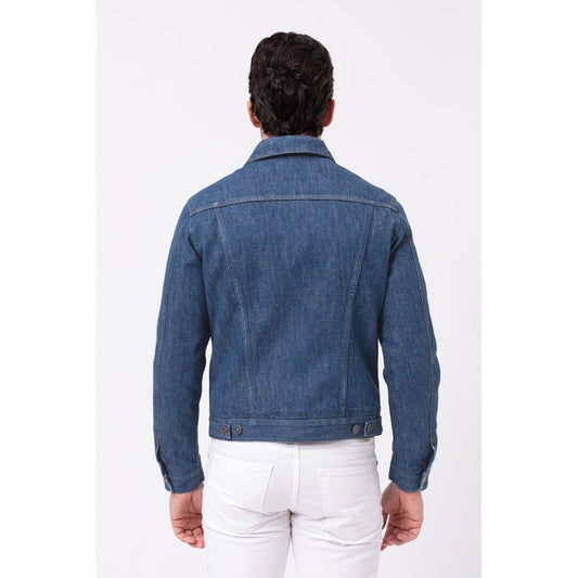 Blue Cotton Men Jacket