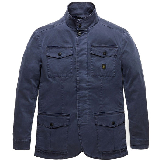 Blue Cotton Men Jacket