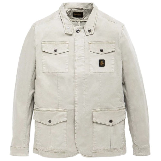 Beige Cotton Men Jacket