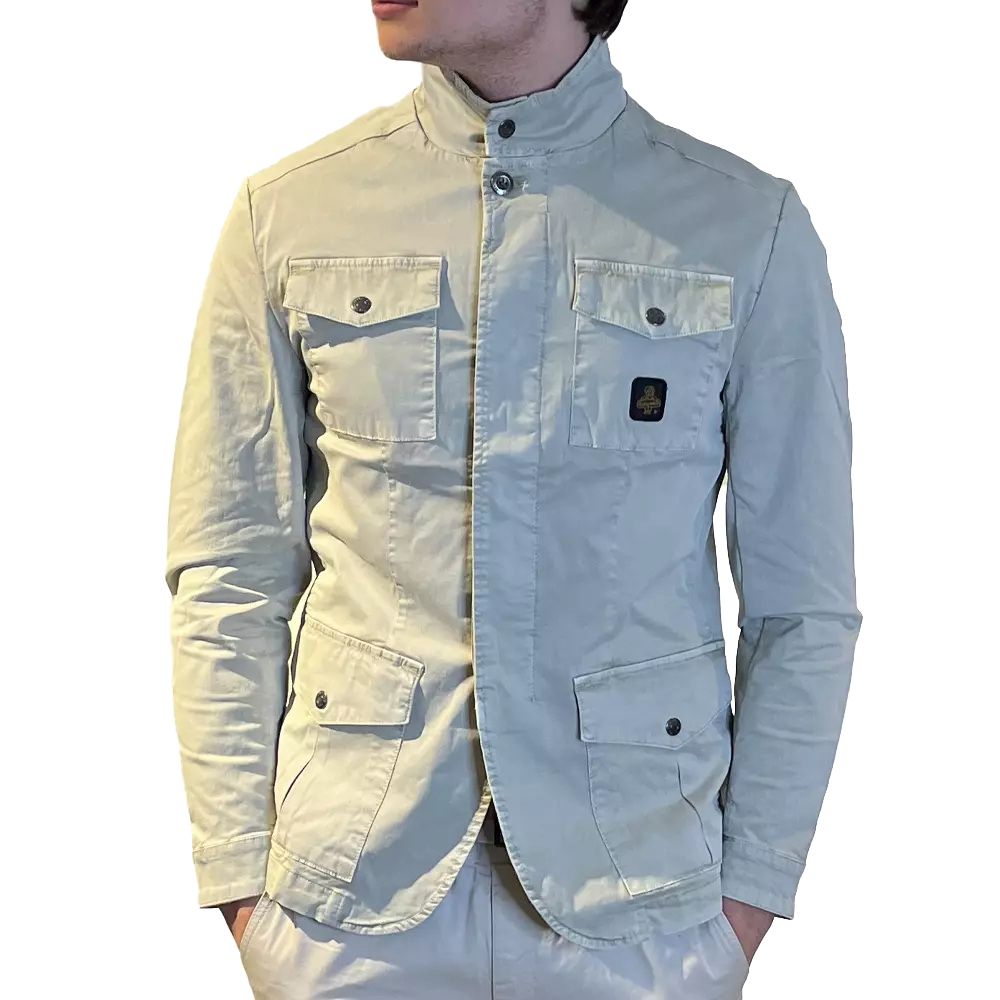 Beige Cotton Men Jacket
