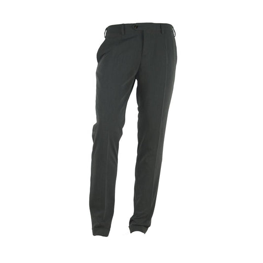 Gray Polyester Men Trousers