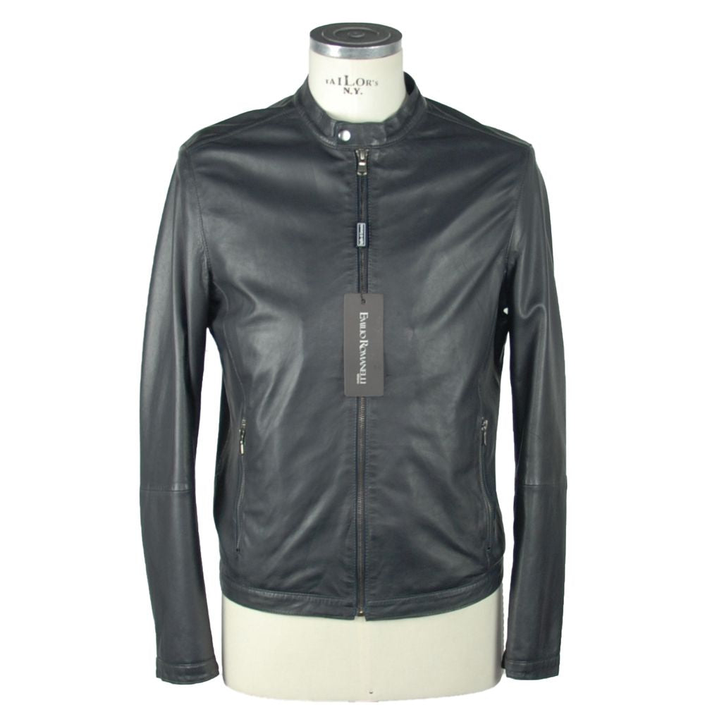 Blue Leather Men's Jacket