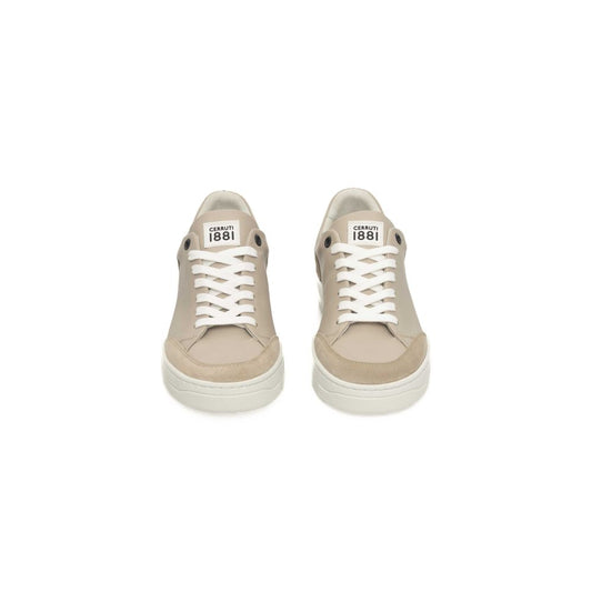 Beige Cowhide Women Sneaker