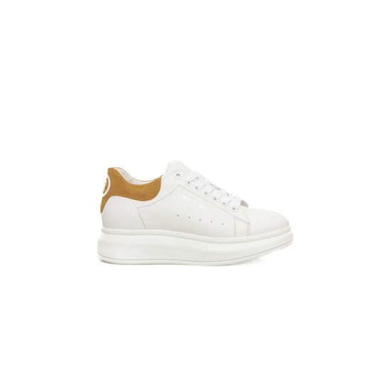 White Cowhide Women Platform Sneaker